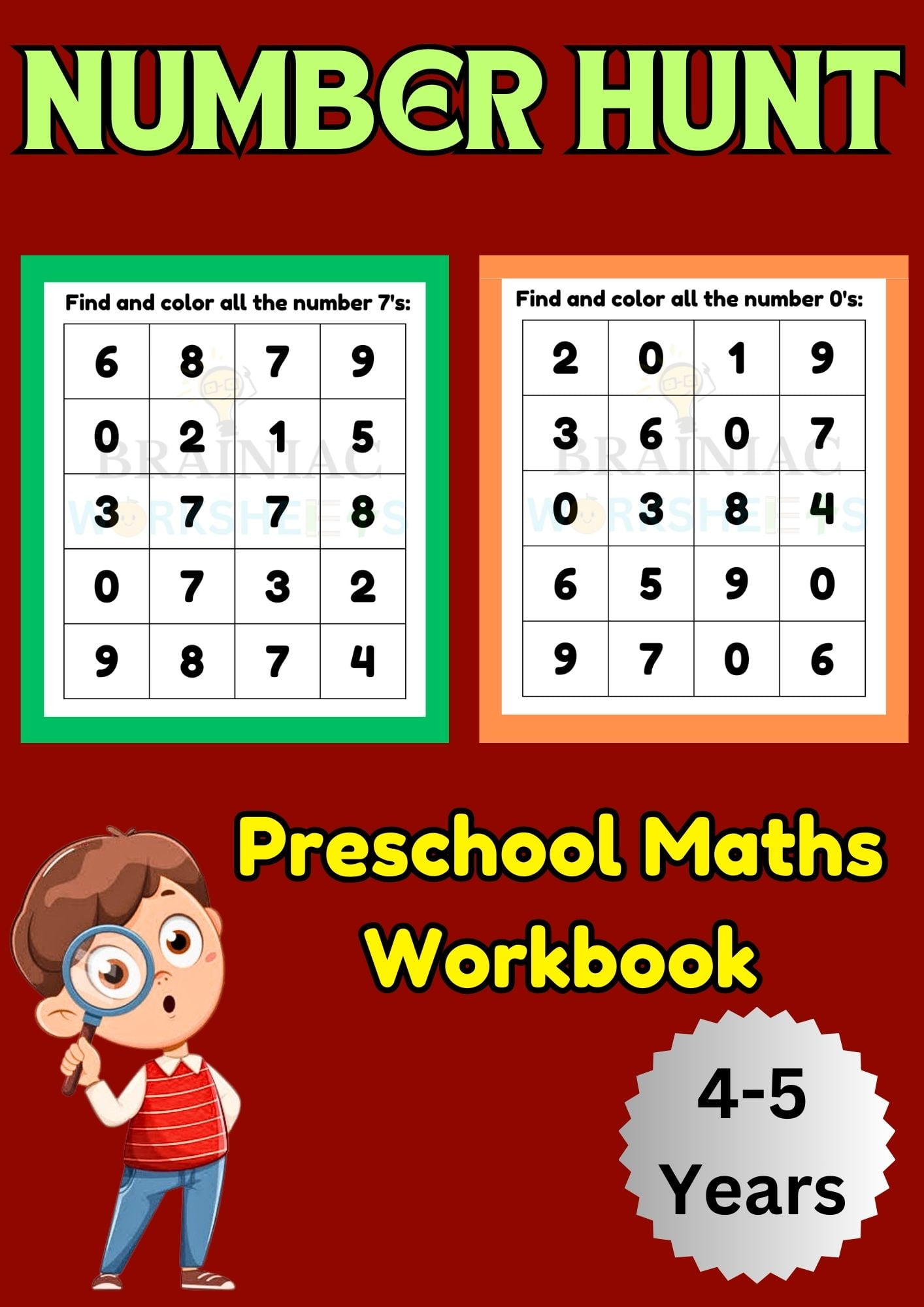 Number Hunt Lkg Maths Workbook - Brainiac Worksheets