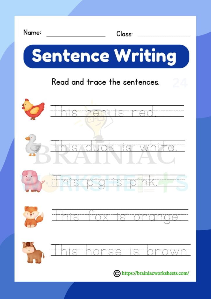 english worksheet for class 1