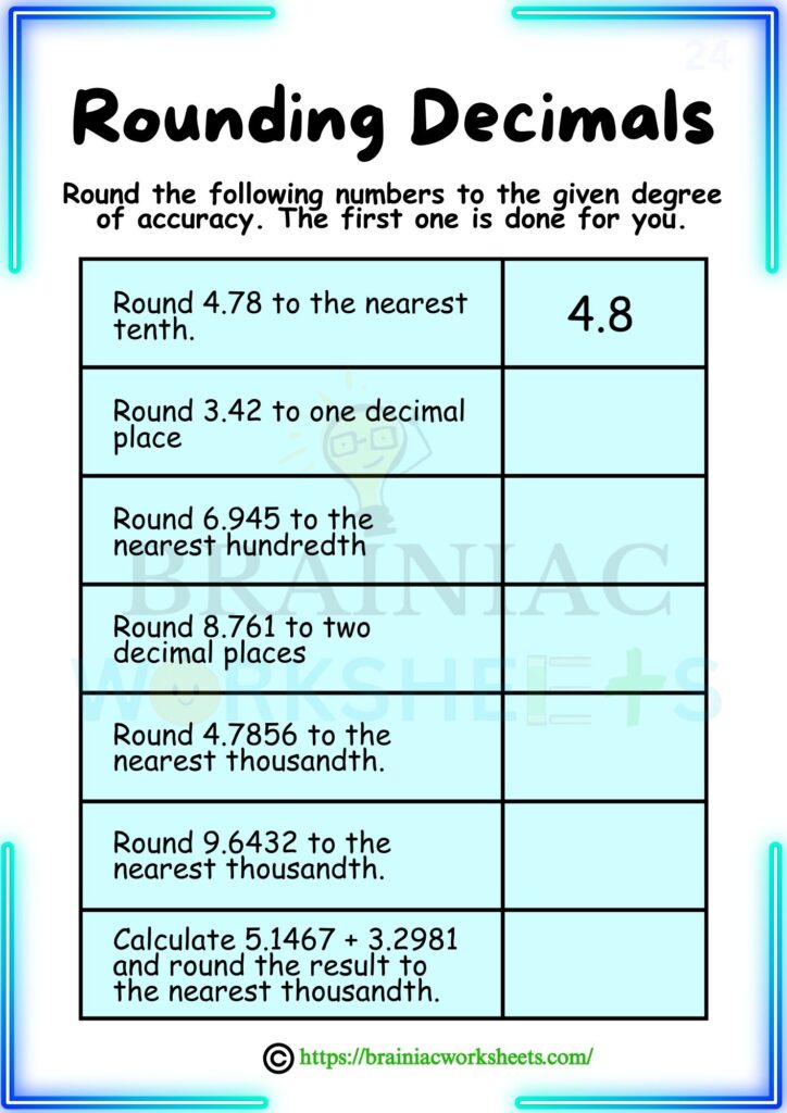 maths worksheet for class 5