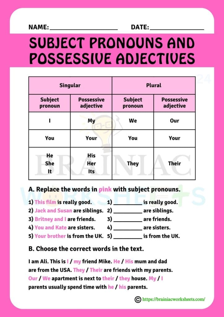 english worksheet for class 5