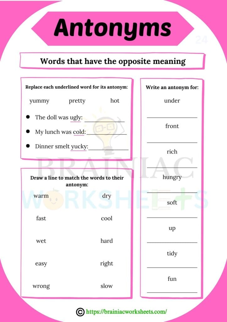 english worksheet for class 2