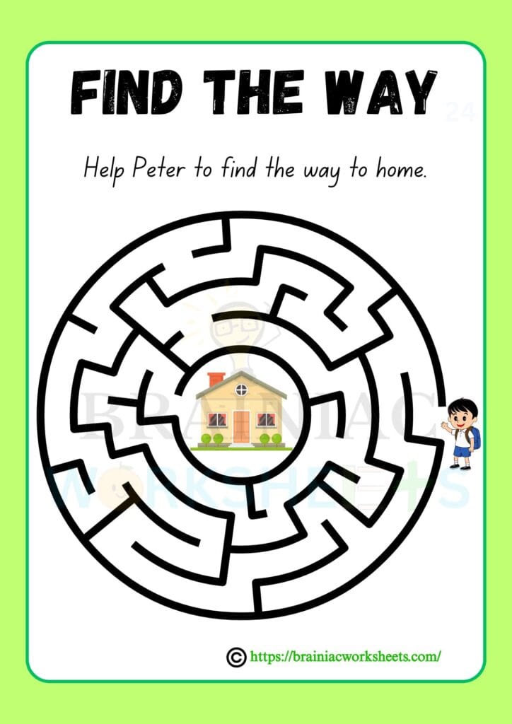 iq maze worksheet for class 1