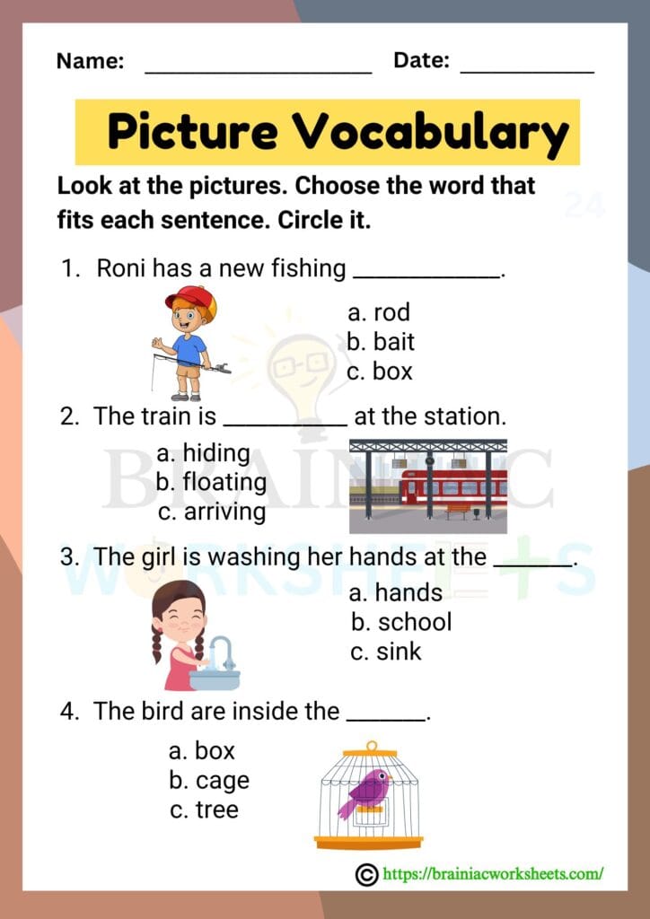 english worksheet for class 1