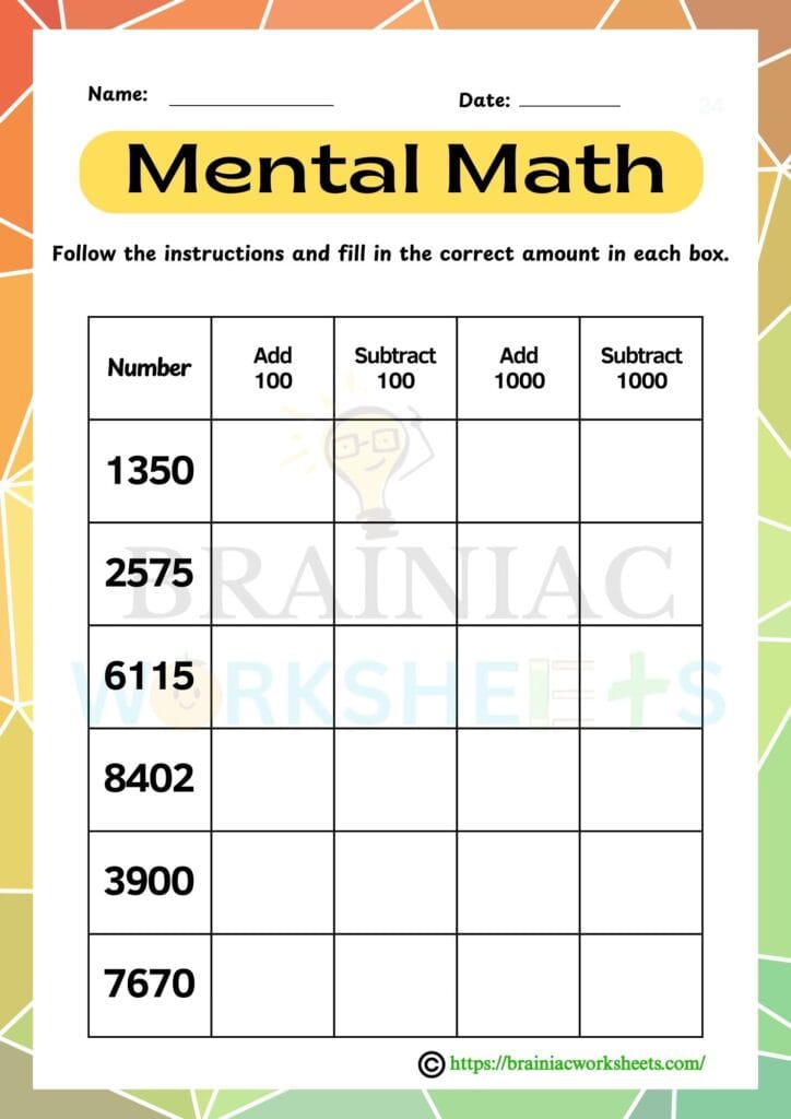 maths worksheet for class 3