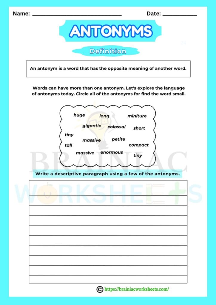 english worksheet for class 5