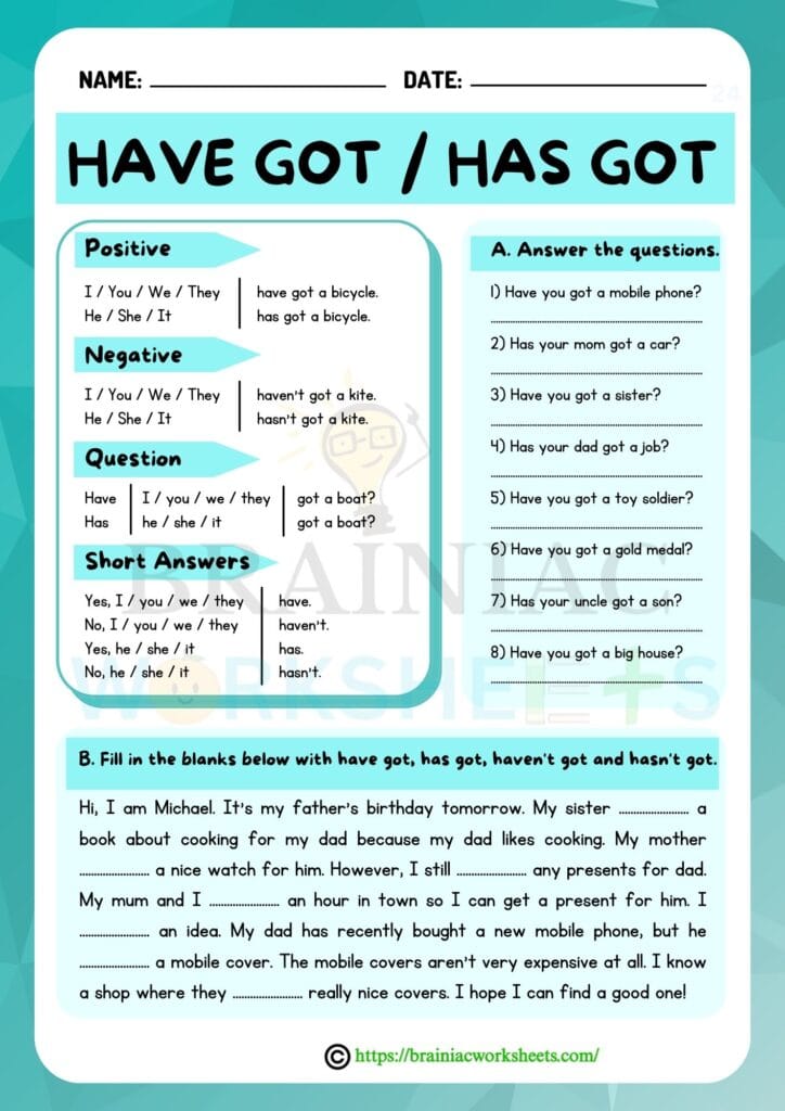 english worksheet for class 3