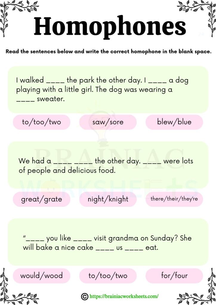 english worksheet for class 4