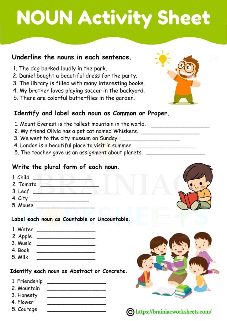 english worksheet for class 4