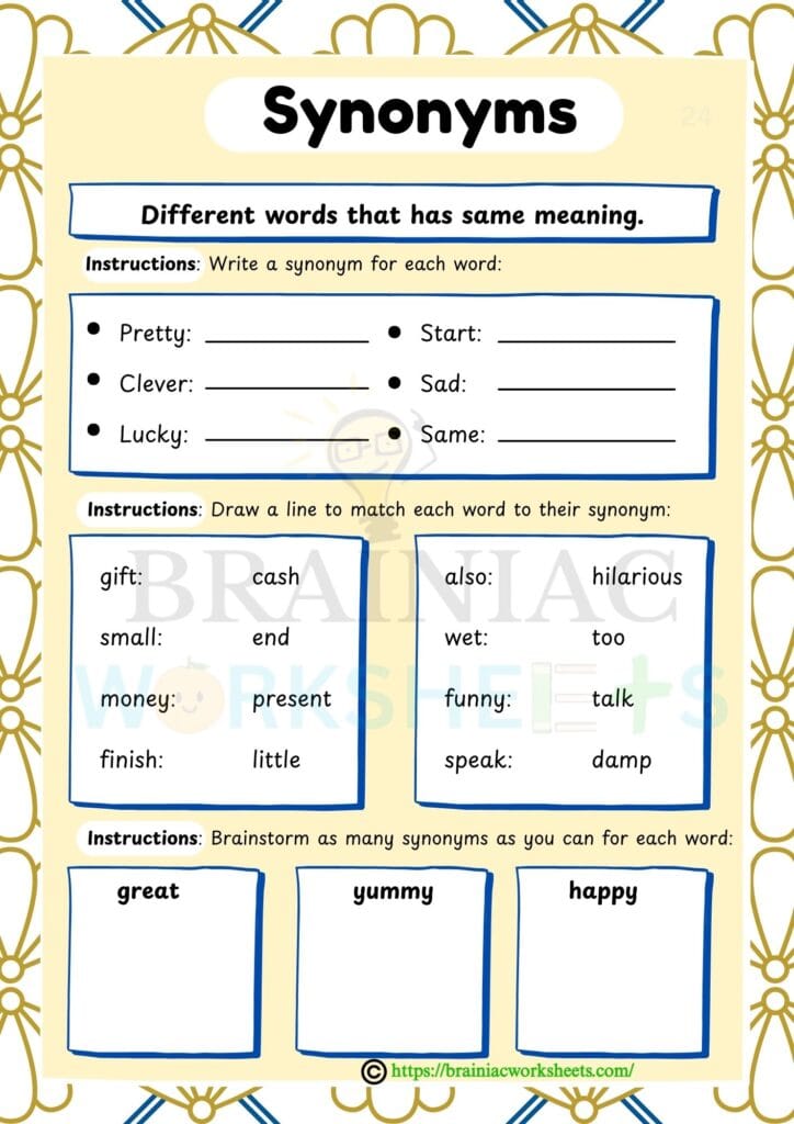 english worksheet for class 4