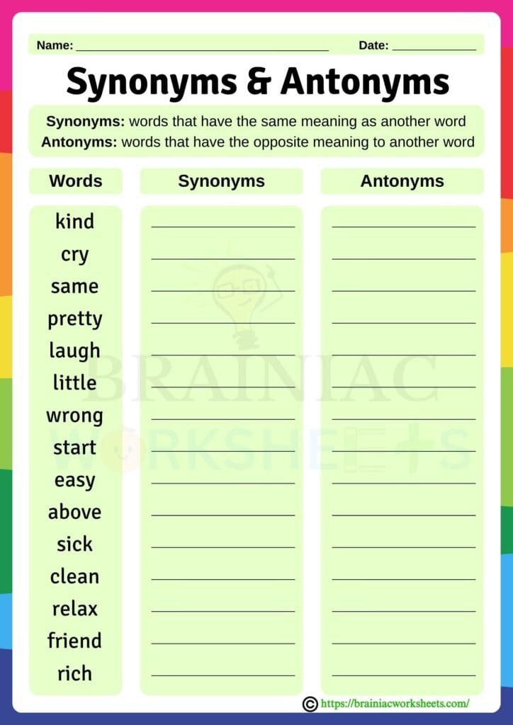 english worksheet for class 3