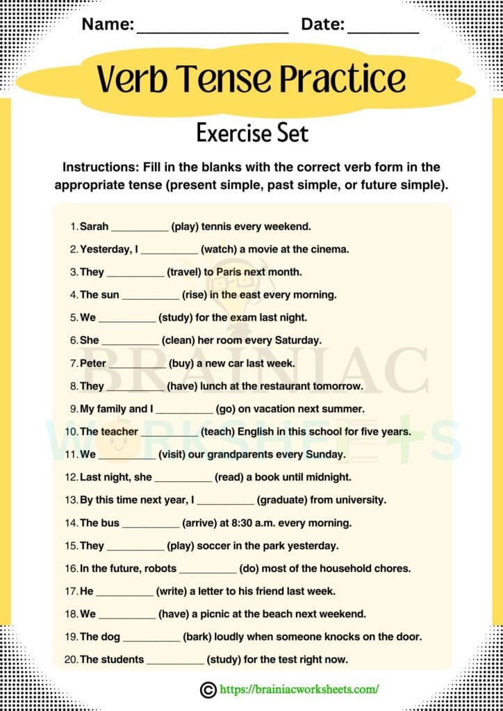 english worksheet for class 5