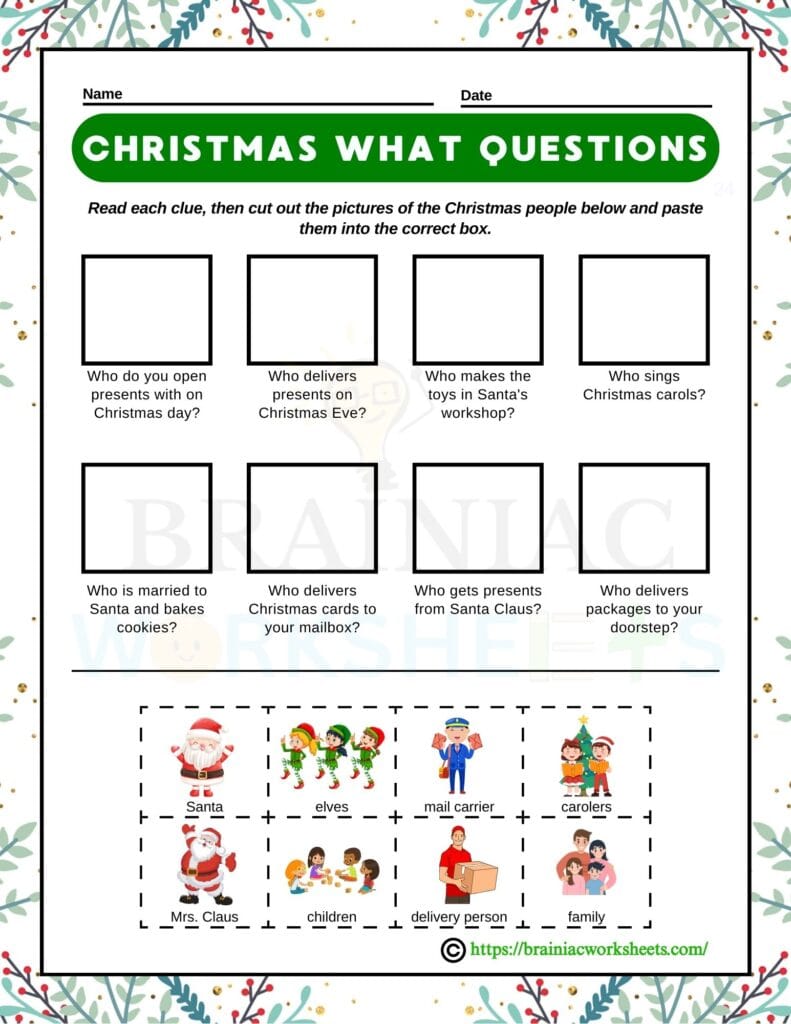 christmas drawing worksheet for class 4