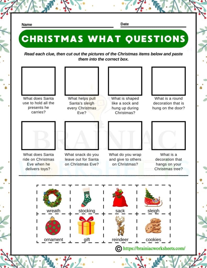 christmas drawing worksheet for class 4