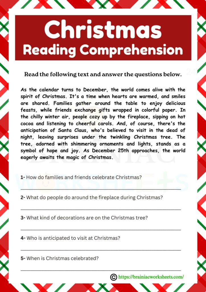 reading comprehension english worksheet for class 5