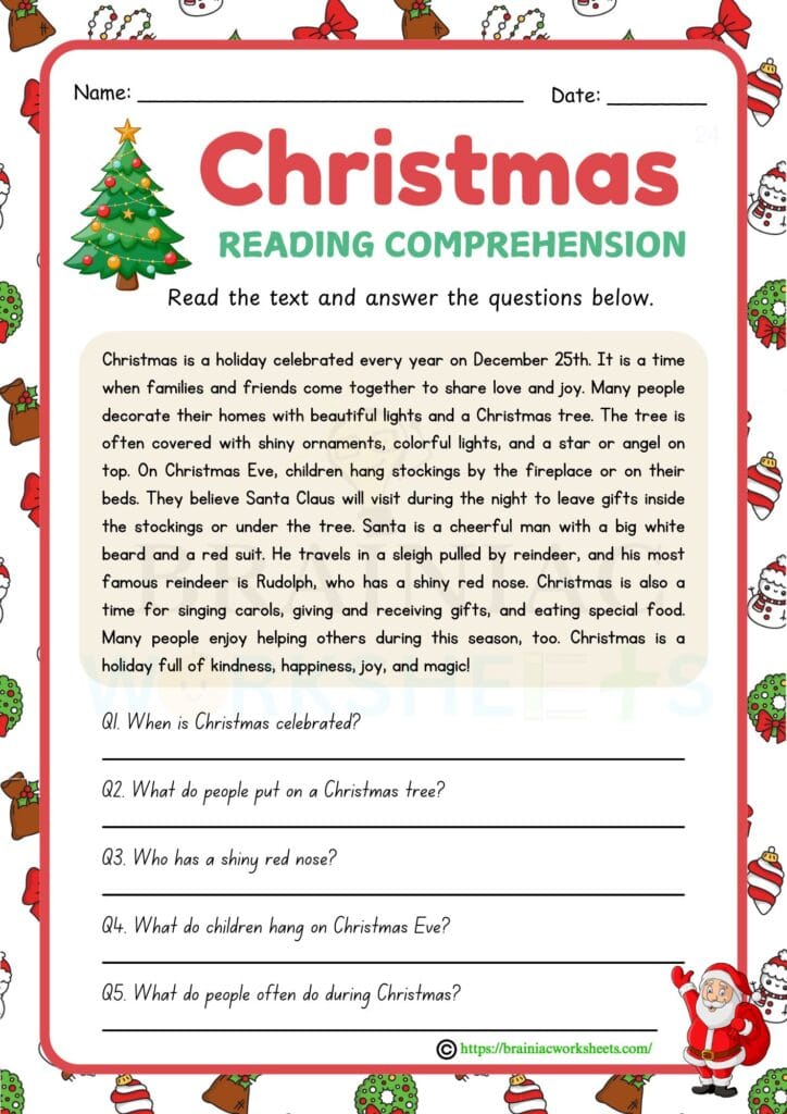 reading comprehension english worksheet for class 3