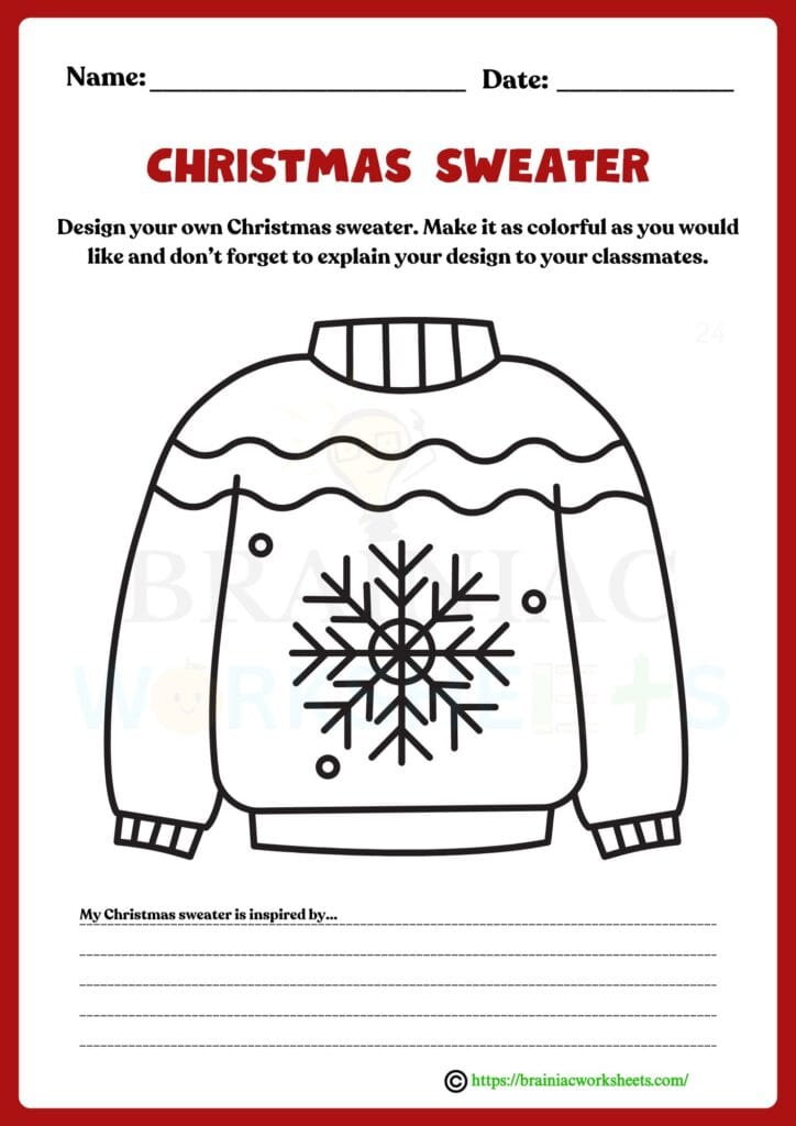 christmas drawing worksheet for class 3