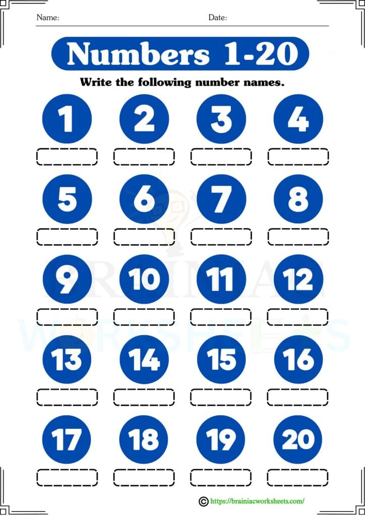 maths worksheet for class 1