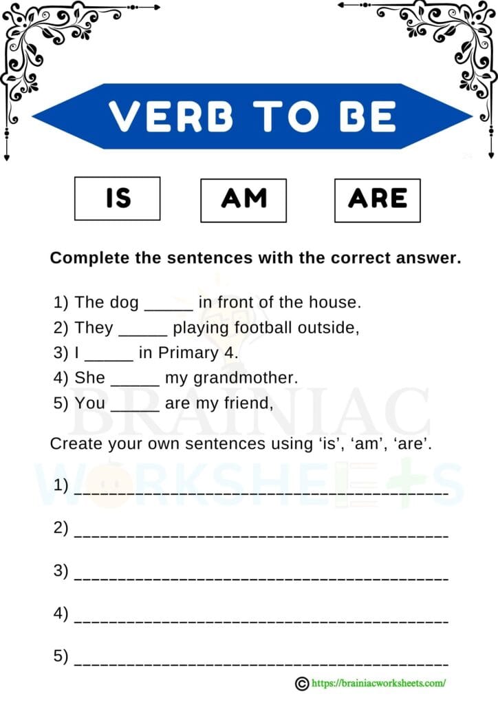 i am are english worksheet for class 3