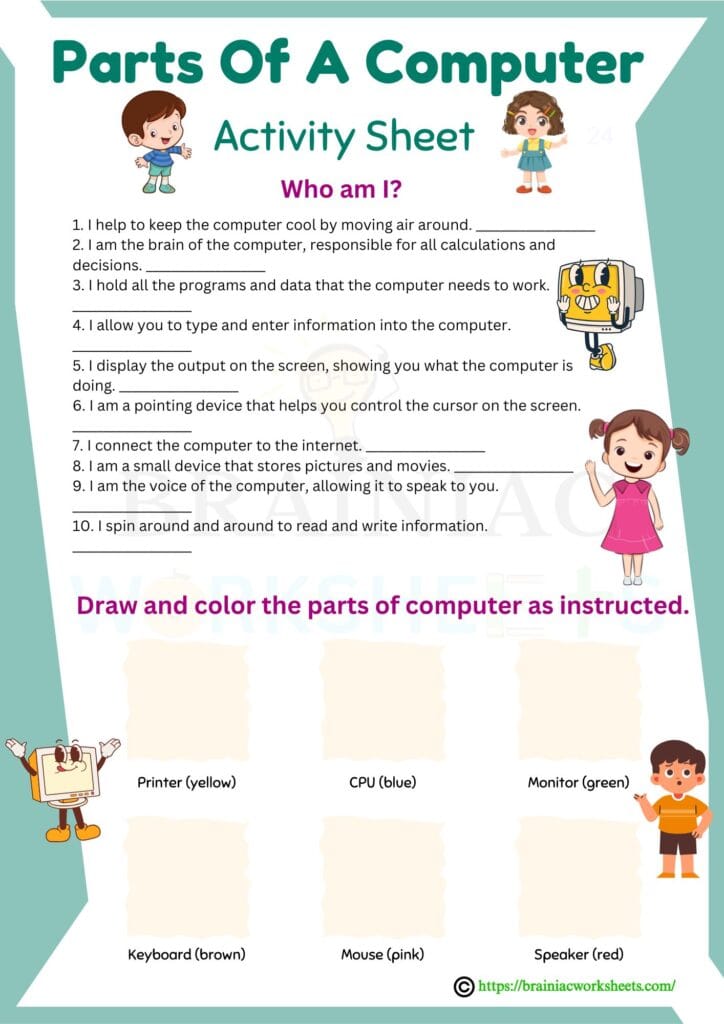 computer worksheet for class 1