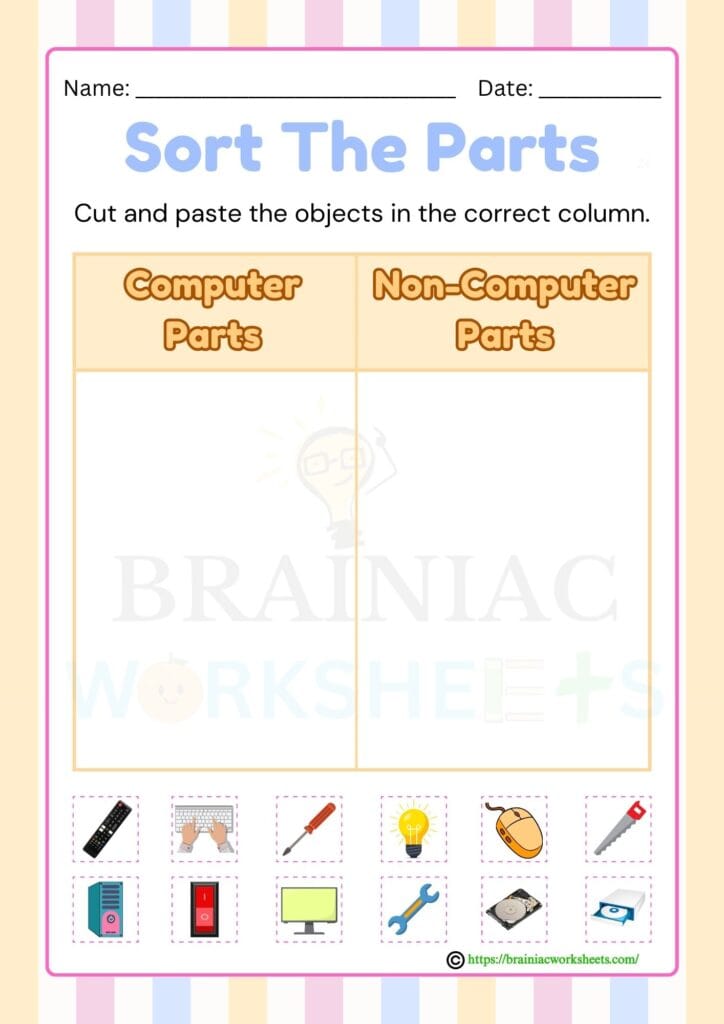 computer worksheet for class 1