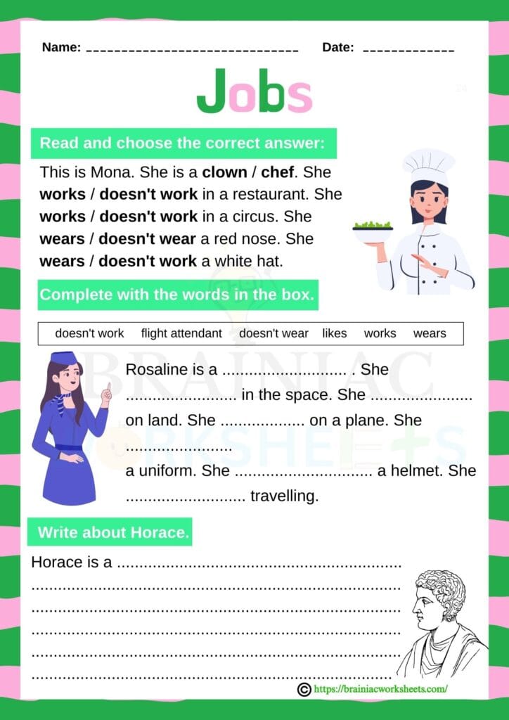 english worksheet for class 3