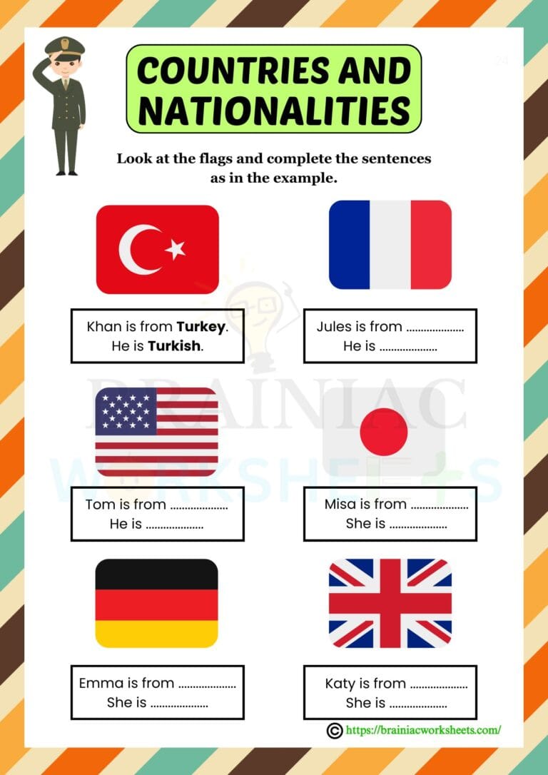 GK worksheet for class 4