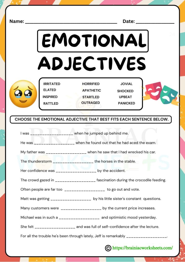 English worksheet for class 5