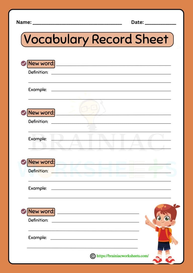 English worksheet for class 5