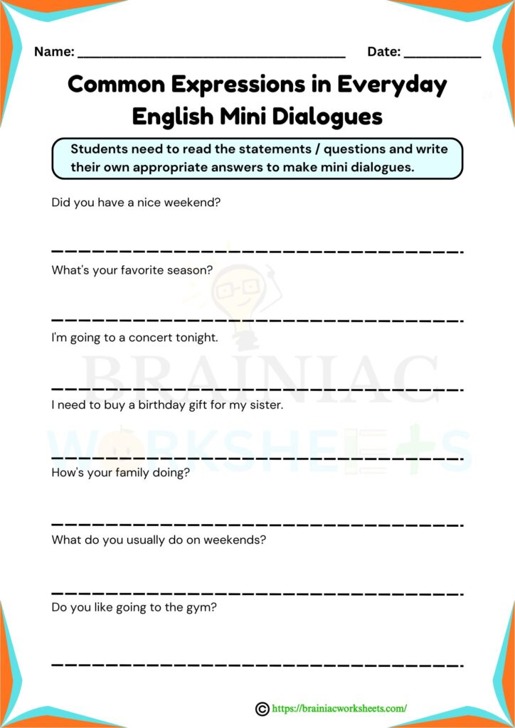 English worksheet for class 4