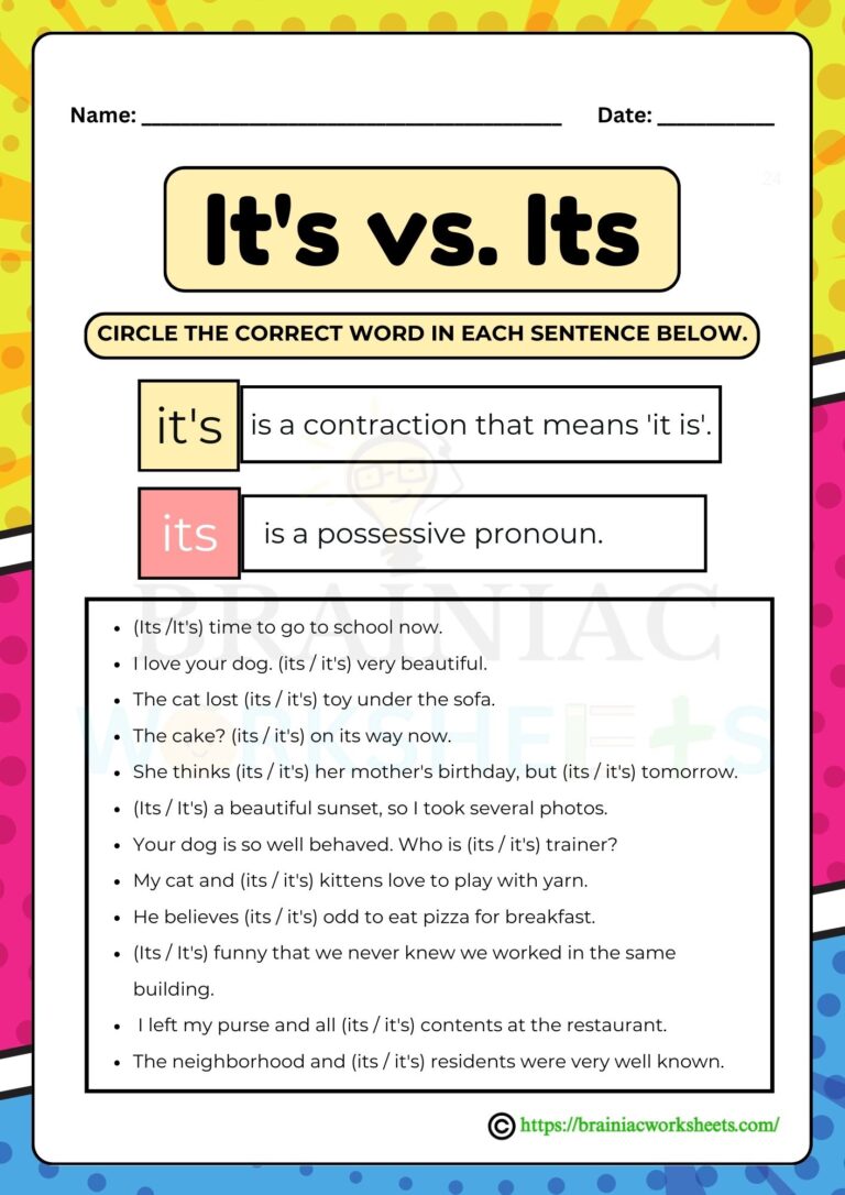 English worksheet for class 2