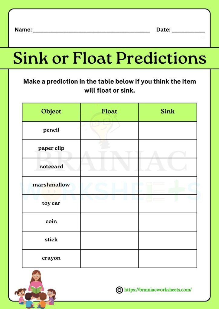 science worksheet for class 1